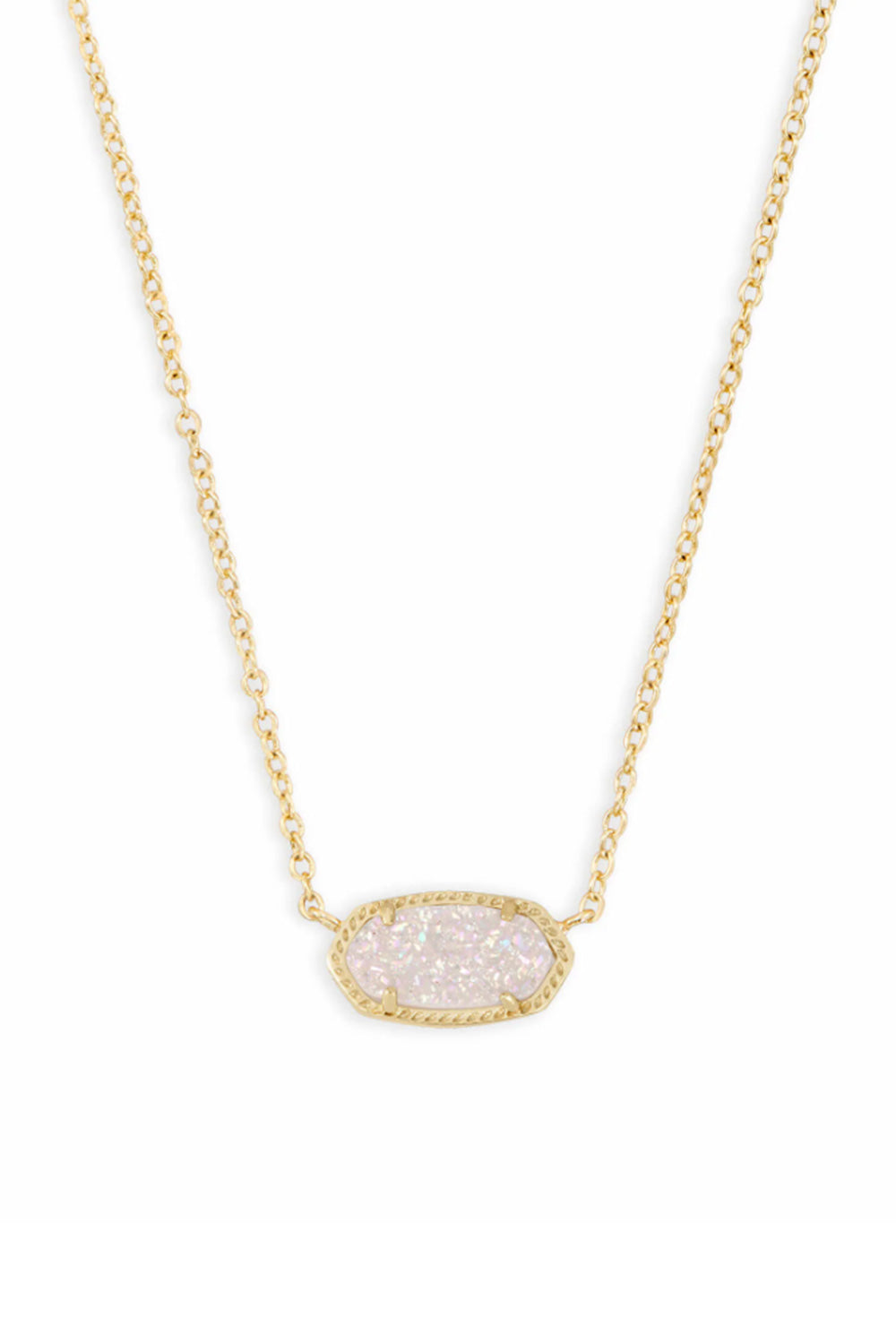 Kendra Scott Elisa Gold Short Pendant Necklace in Iridescent Drusy
