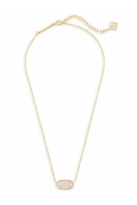 Kendra Scott Elisa Gold Short Pendant Necklace in Iridescent Drusy