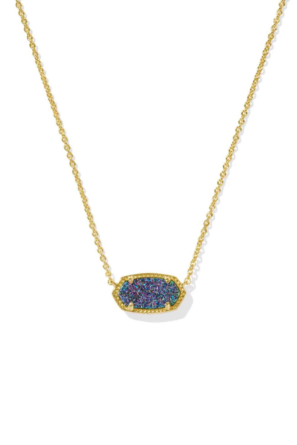 Kendra Scott Elisa Gold Short Pendant Necklace in Multi Drusy