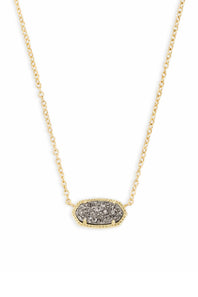 Kendra Scott Elisa Gold Short Pendant Necklace in Platinum Drusy