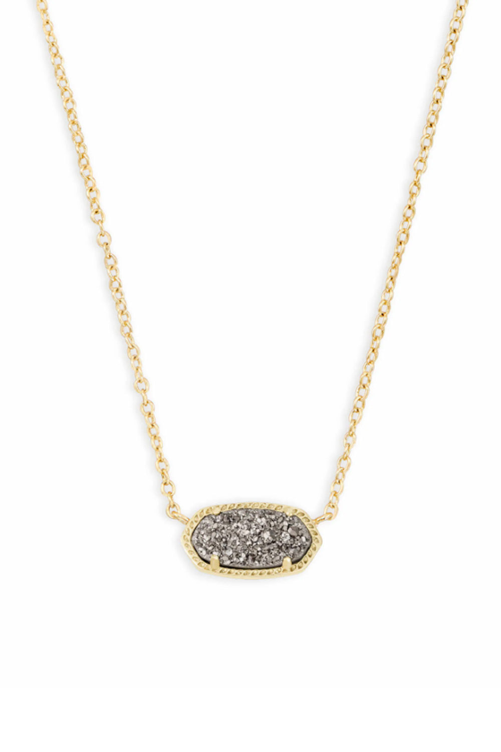 Kendra Scott Elisa Gold Short Pendant Necklace in Platinum Drusy
