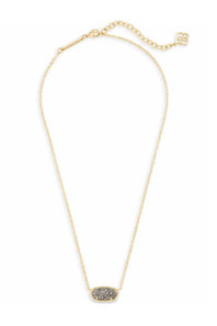 Kendra Scott Elisa Gold Short Pendant Necklace in Platinum Drusy