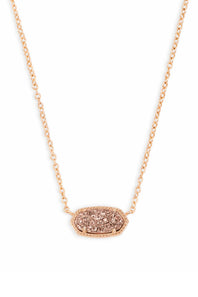 Kendra Scott Elisa Rose Gold Pendant Necklace in Rose Gold Drusy