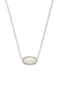 Kendra Scott Elisa Silver Pendant Necklace in White Kyocera Opal 