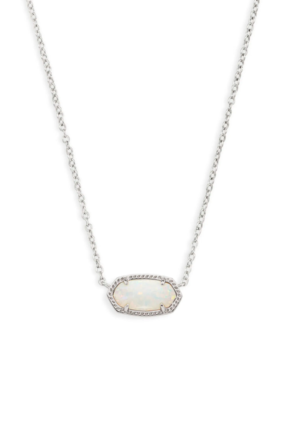 Kendra Scott Elisa Silver Pendant Necklace in White Kyocera Opal 