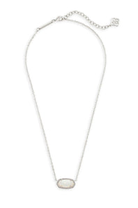 Kendra Scott Elisa Silver Pendant Necklace in White Kyocera Opal 