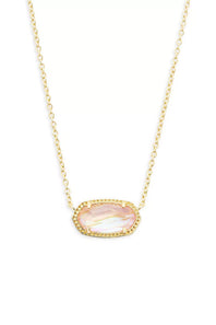 Kendra Scott Elisa Gold Birthstone Pendant Necklace in Gold Light Pink Abalone 