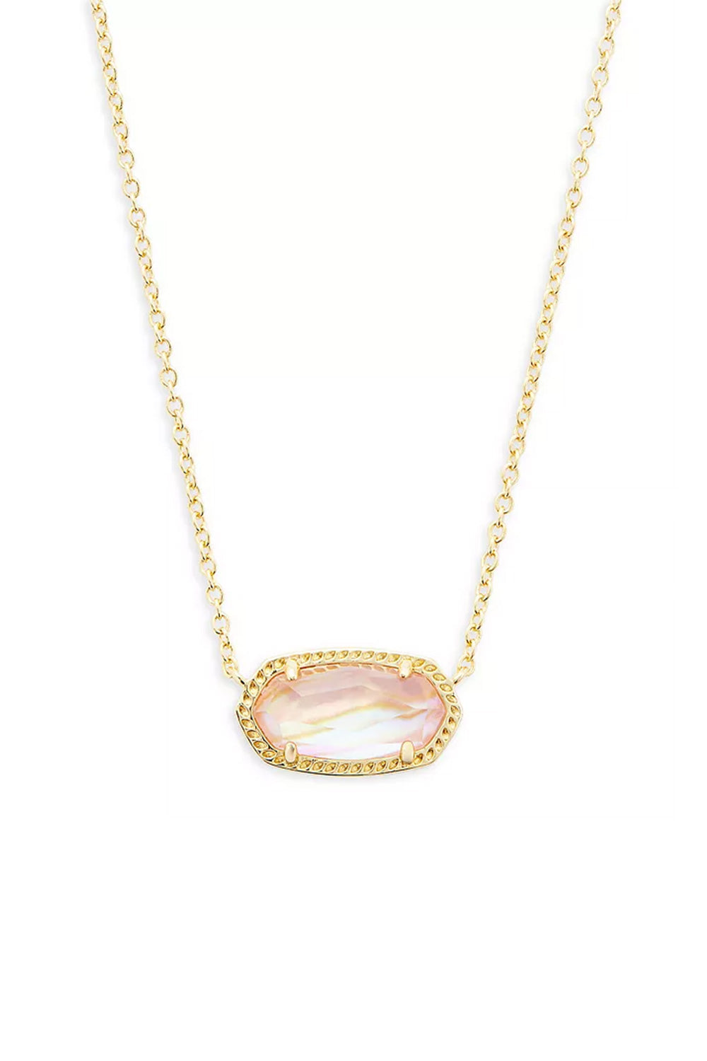 Kendra Scott Elisa Gold Birthstone Pendant Necklace in Gold Light Pink Abalone 