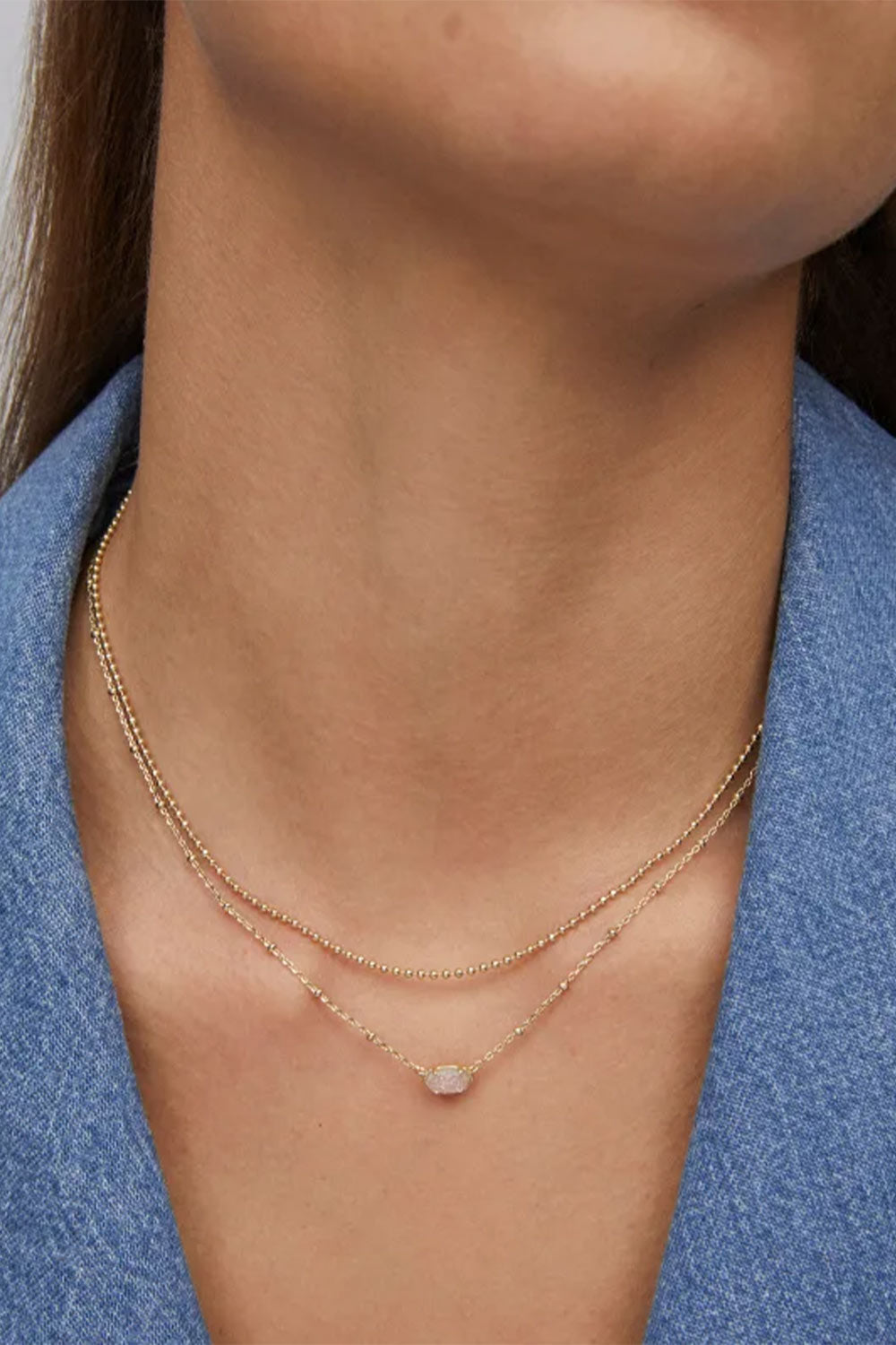 Kendra Scott Emilie Gold Multi Strand Necklace in Iridescent Drusy 
