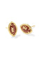 Kendra Scott Football Gold Stud Earrings in Orange Goldstone