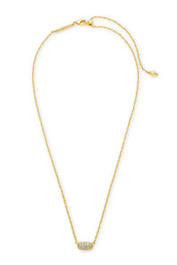Kendra Scott Grayson Gold Crystal Pendant Necklace in White Crystal 