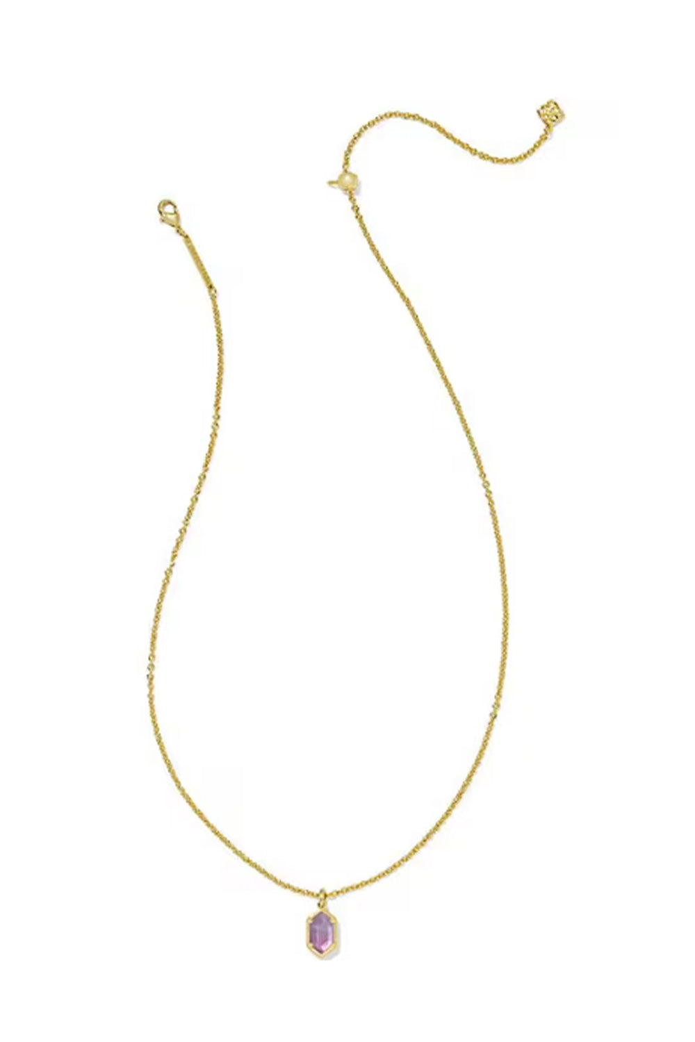 Kendra Scott Hallie Gold Short Pendant Necklace in Purple Watercolor Illusion