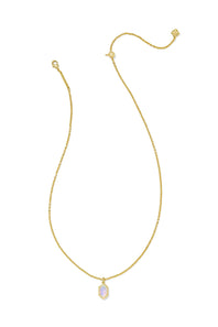 Kendra Scott Hallie Gold Short Pendant Necklace in White Opalescent Resin