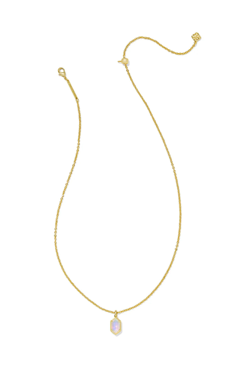 Kendra Scott Hallie Gold Short Pendant Necklace in White Opalescent Resin
