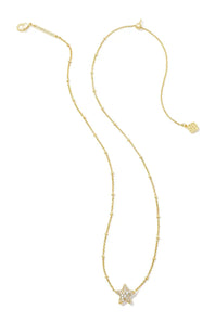 Kendra Scott Jae Gold Star Pave Short Pendant Necklace in White Crystal 