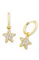 Kendra Scott Jae Star Crystal Pave Huggie Hoop Earrings in Gold White Crystal 