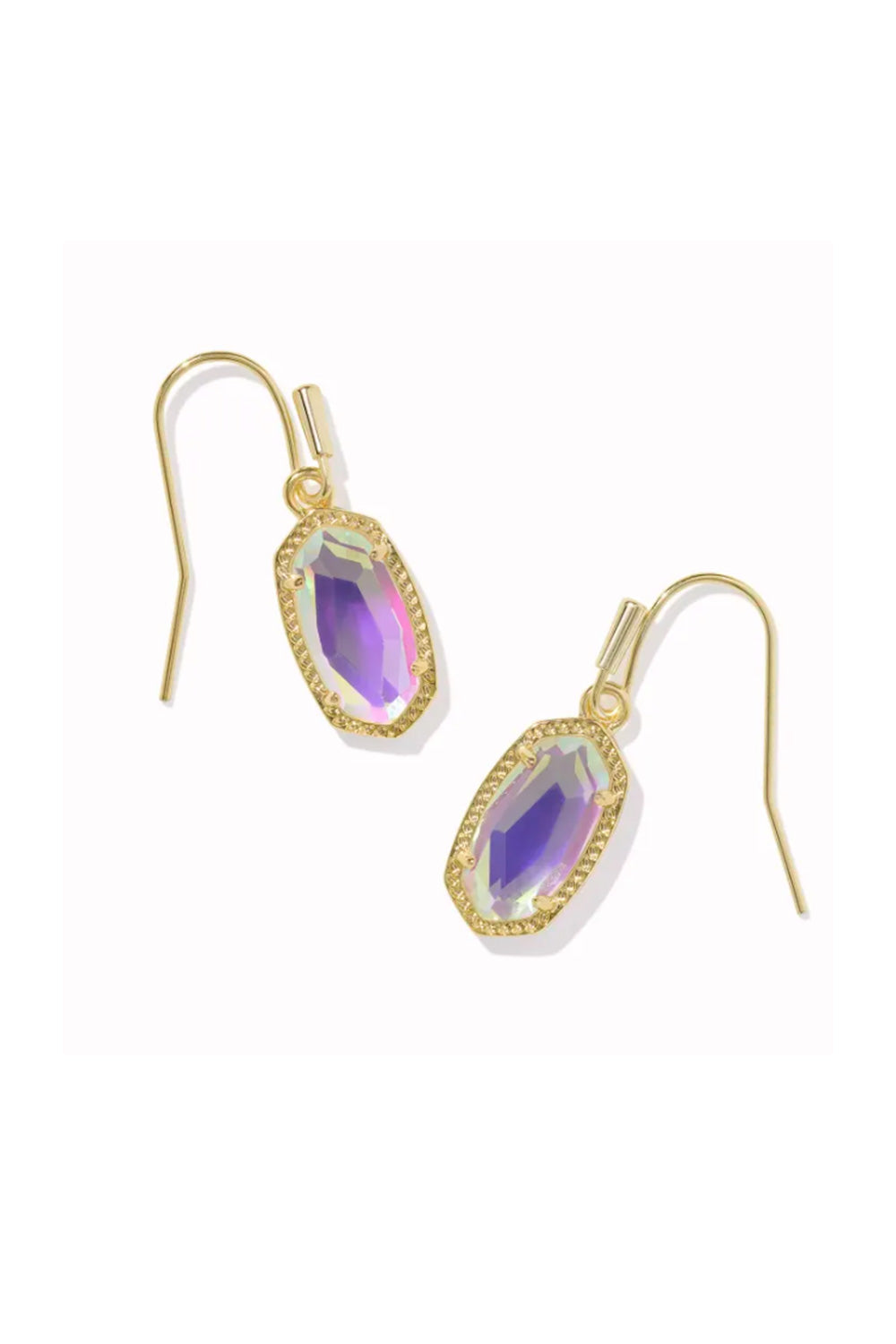Kendra Scott Lee Gold Drop Earrings in Dichroic Glass