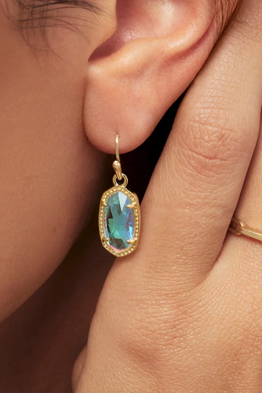 Kendra Scott Lee Gold Drop Earrings in Dichroic Glass