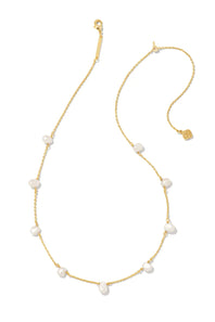 Kendra Scott Leighton Gold Pearl Strand Necklace in White Pearl