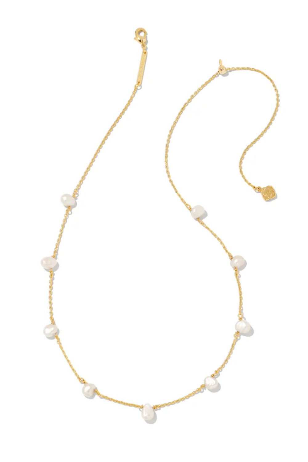 Kendra Scott Leighton Gold Pearl Strand Necklace in White Pearl