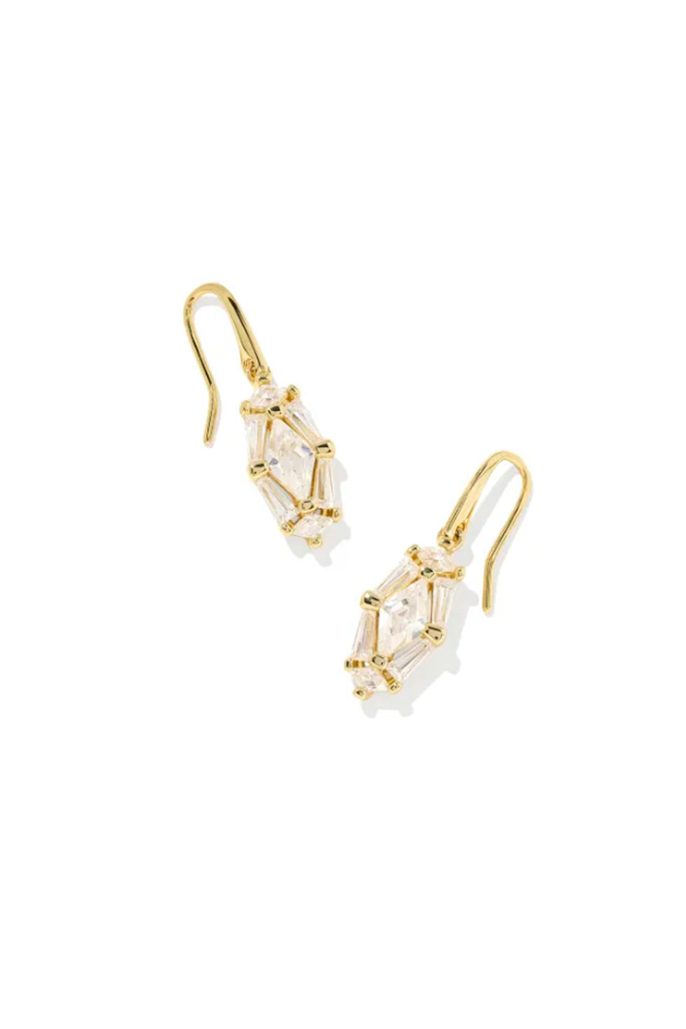 Kendra Scott Lindy Rae Lee Gold Drop Earrings in White Crystal