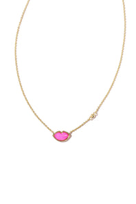 Kendra Scott Lips Pendant Necklace in Gold Hot Pink