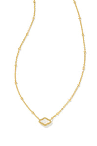 Kendra Scott Mini Abbie Gold Satellite Short Pendant in Ivory Mother-of-Pearl