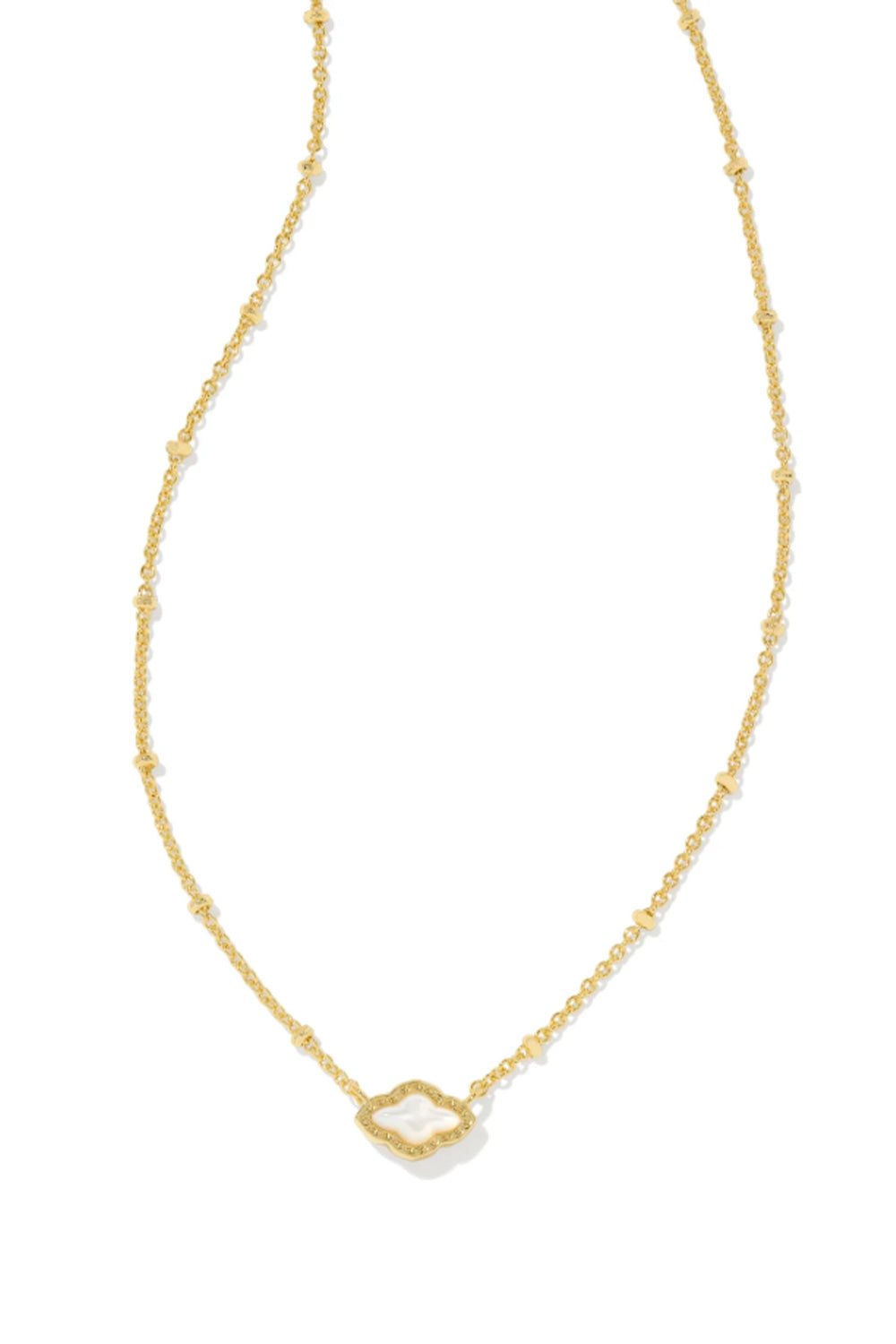 Kendra Scott Mini Abbie Gold Satellite Short Pendant in Ivory Mother-of-Pearl