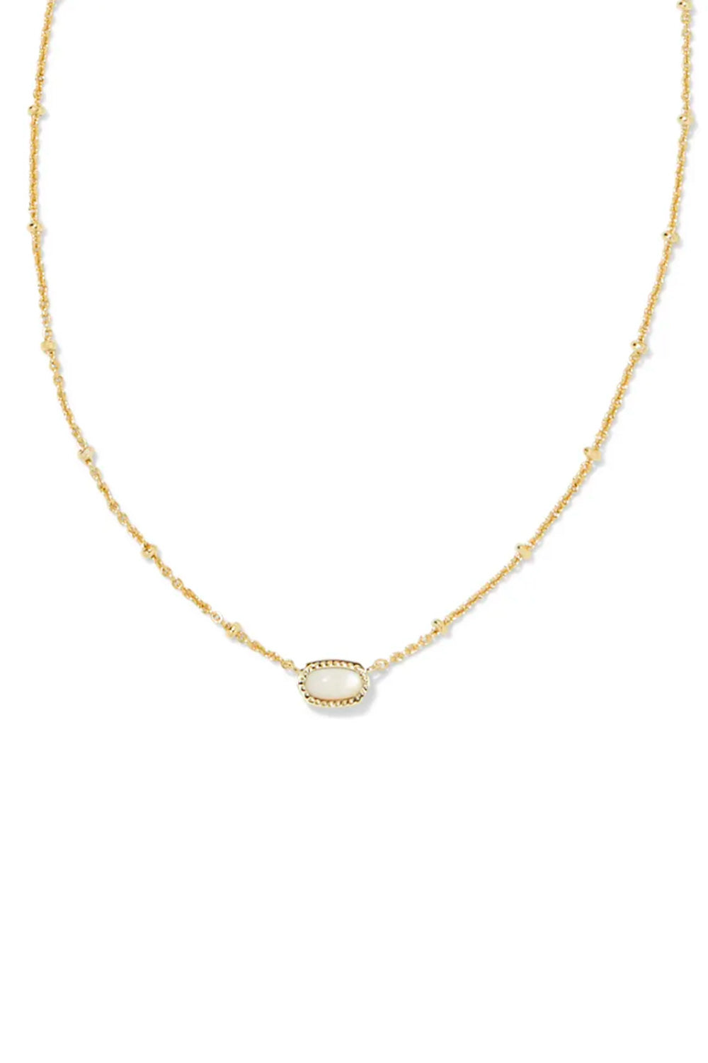 Kendra Scott Mini Elisa Gold Satellite Short Pendant Necklace in Ivory Mother-of-Pearl
