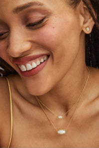 Kendra Scott Mini Elisa Gold Satellite Short Pendant Necklace in Ivory Mother-of-Pearl