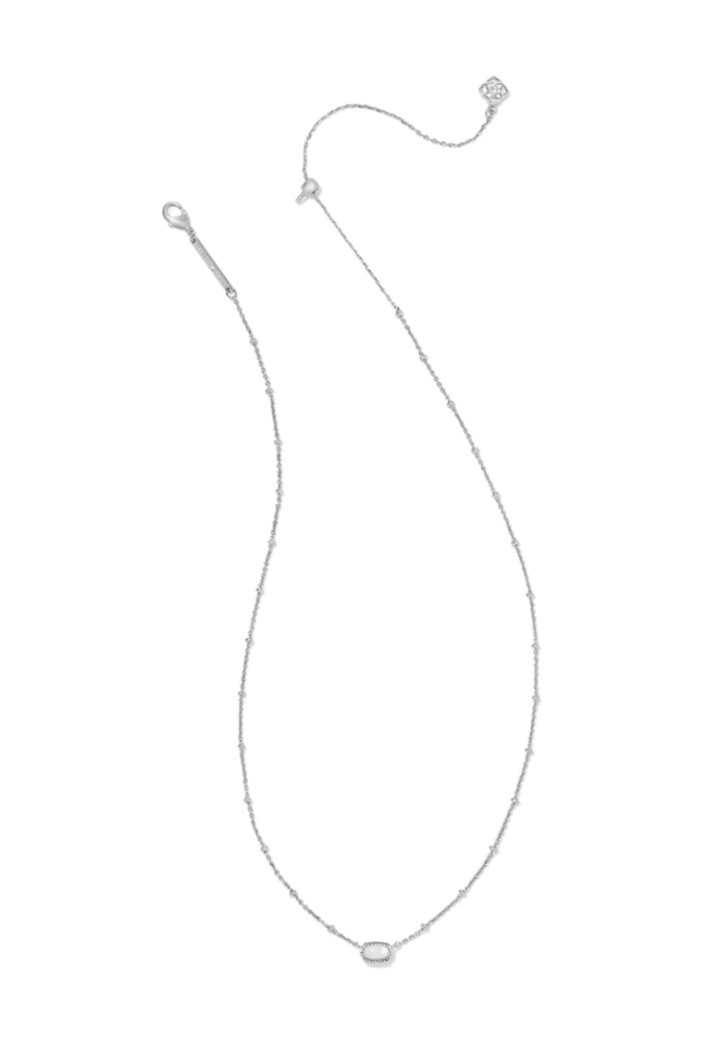 Kendra Scott Mini Elisa Silver Satellite Short Pendant Necklace in Ivory Mother-of-Pearl 