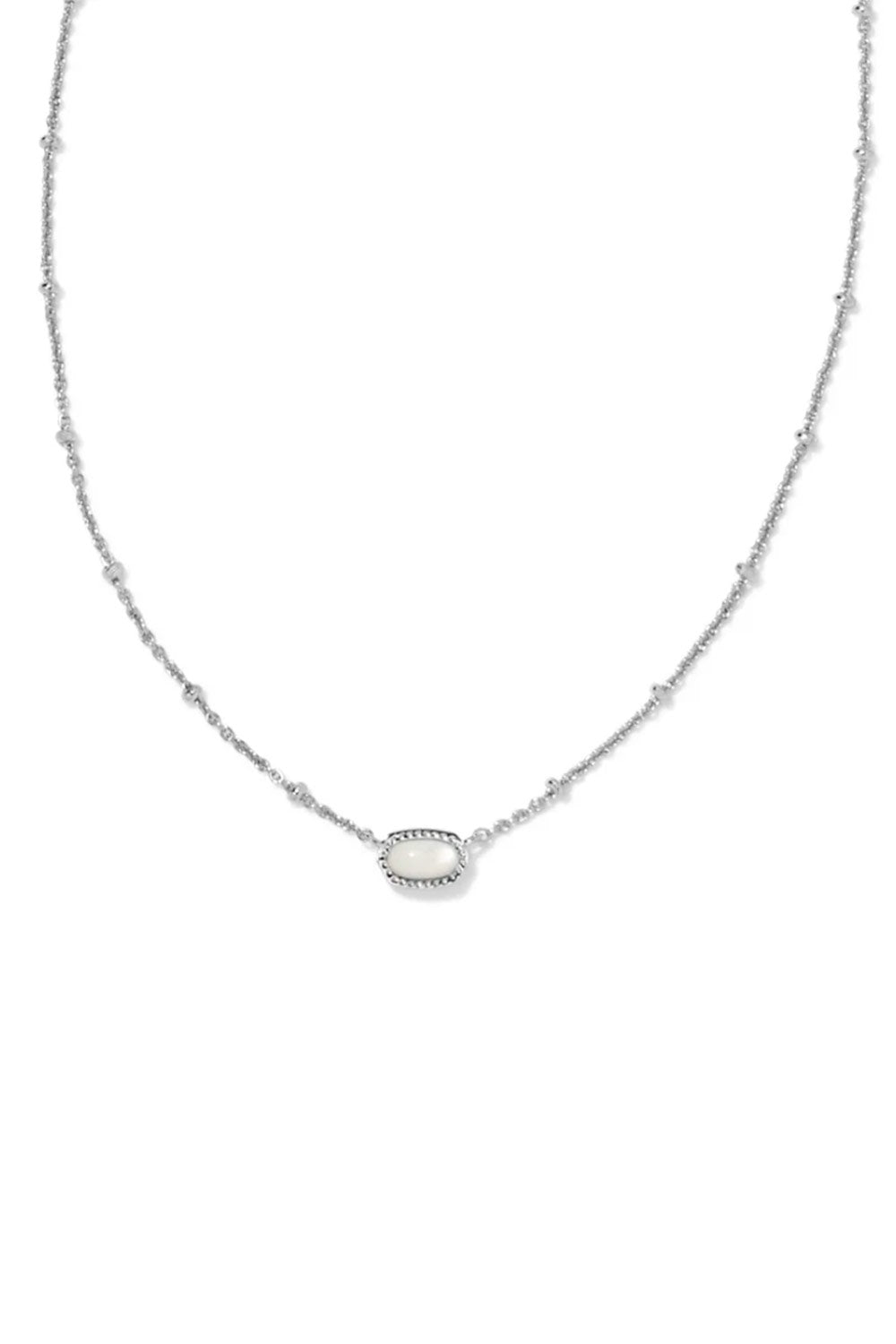 Kendra Scott Mini Elisa Silver Satellite Short Pendant Necklace in Ivory Mother-of-Pearl 