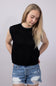 La Miel Crochet Knit Sweater Top for Women in Black