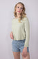 La Miel Rolled Hem Side Button Top for Women in Pistachio | MDS3601-PISTACHIO