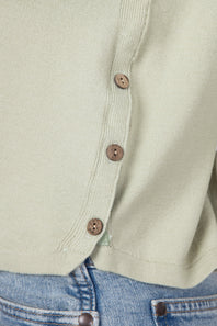 La Miel Rolled Hem Side Button Top for Women in Pistachio | MDS3601-PISTACHIO
