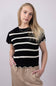 La Miel Scalloped Edge Crochet Knit Sweater Top for Women in Black/Cream 