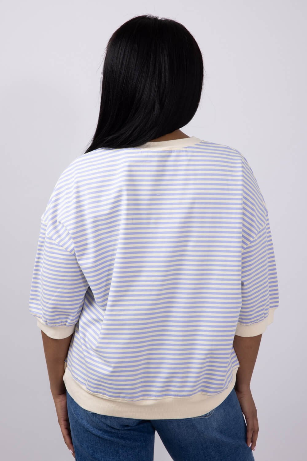 La Miel Striped Banded Hem Top for Women in Lavender