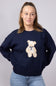 Bear Crewneck Sweater for Women in Navy