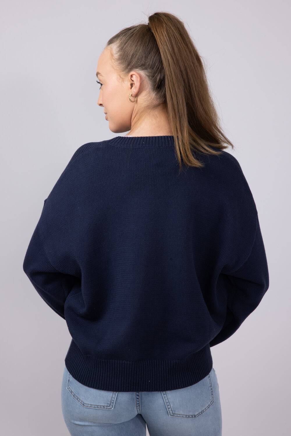 Bear Crewneck Sweater for Women in Navy