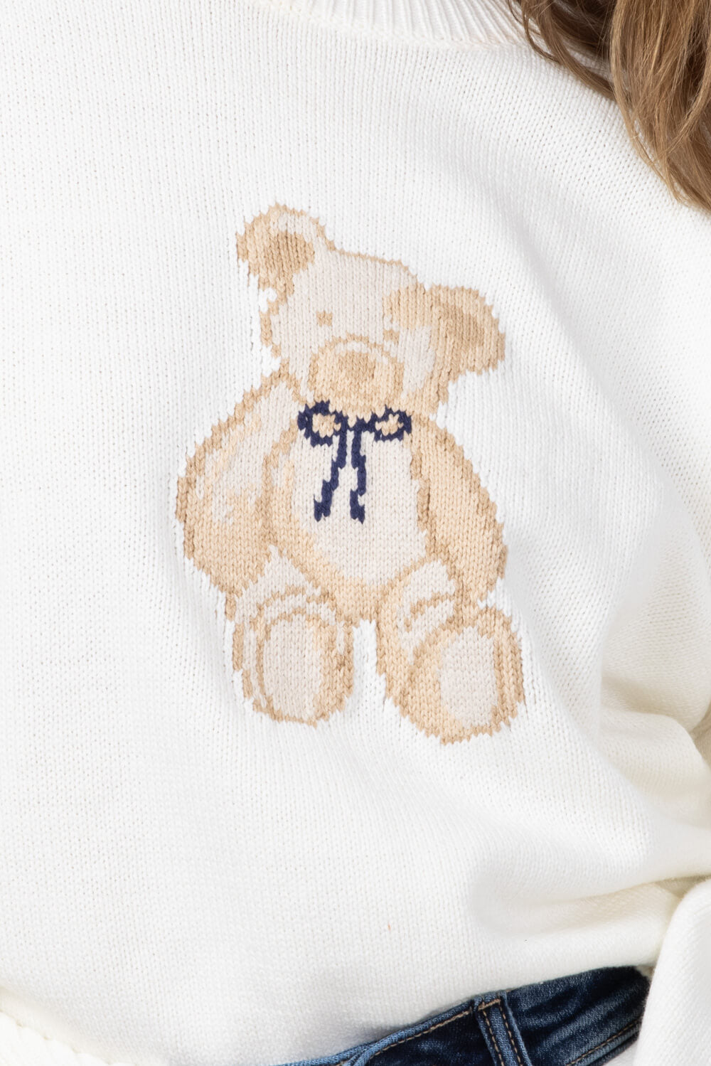 Bear Crewneck Sweater for Women in White