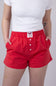 High-Rise Bow Patch Boxer Shorts for Women in Red