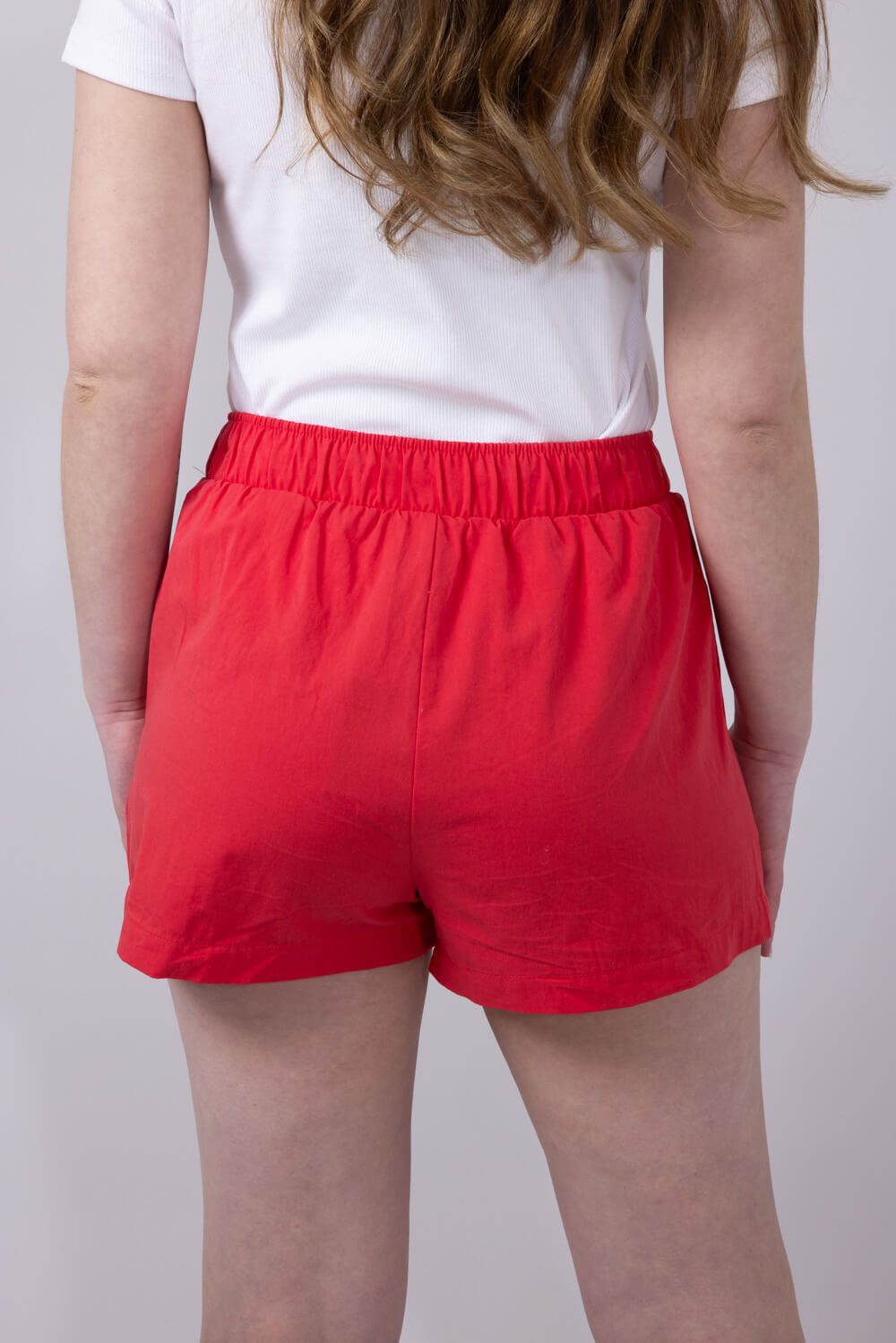 High-Rise Bow Patch Boxer Shorts for Women in Red