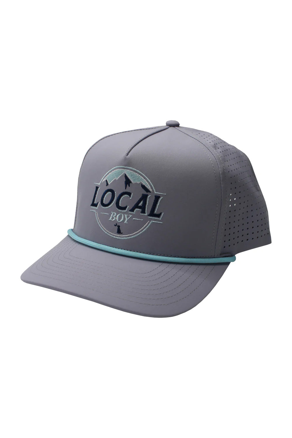 Local Boy Latte Perforated Rope Hat for Men in Grey