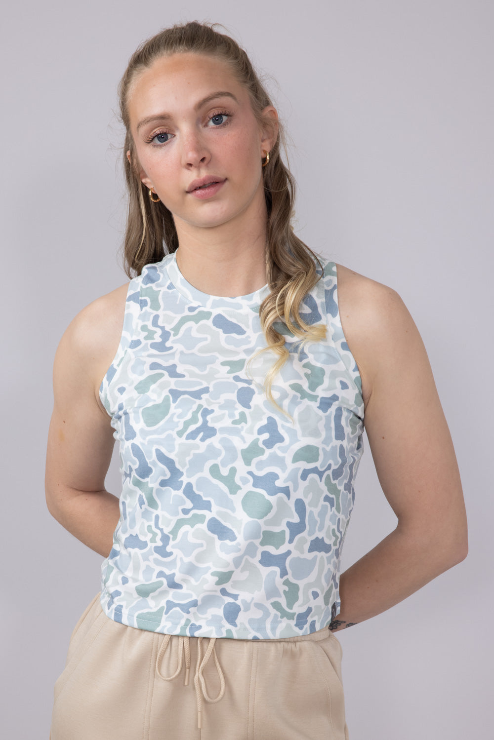 Local Girl Muscle Tank Top for Women in Coast Blue Camo