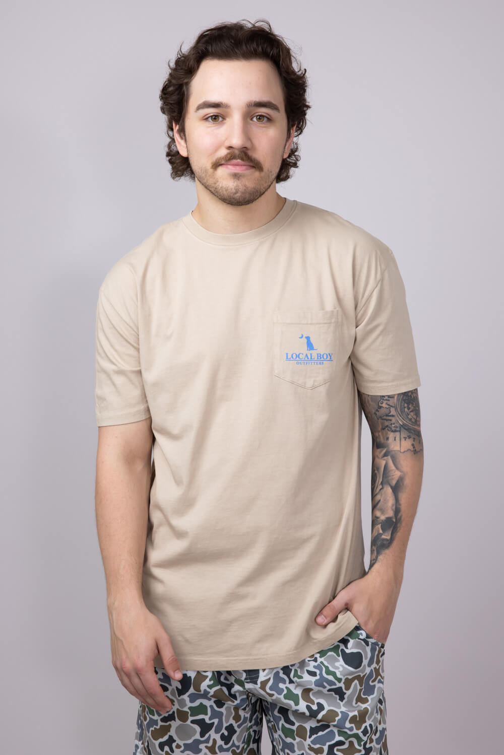 Local Boy Migrating T-Shirt for Men in Latte 