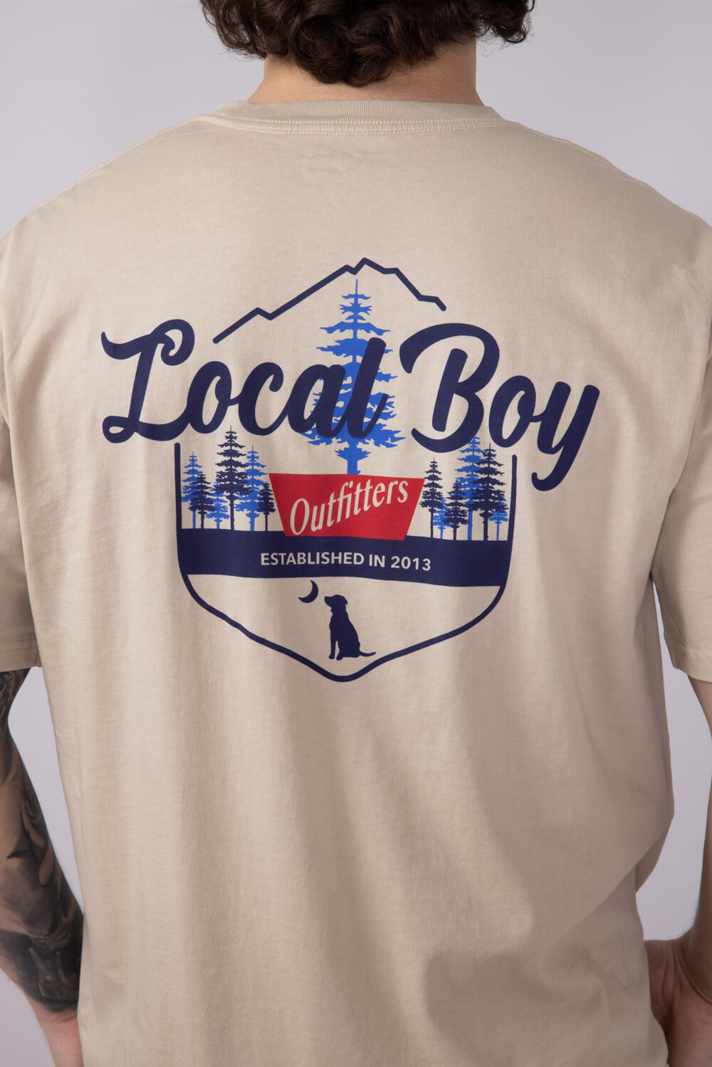 Local Boy Banquet T-Shirt for Men in Latte