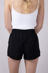 Essentials 4 Stripe Woven Track Shorts for Women in Black