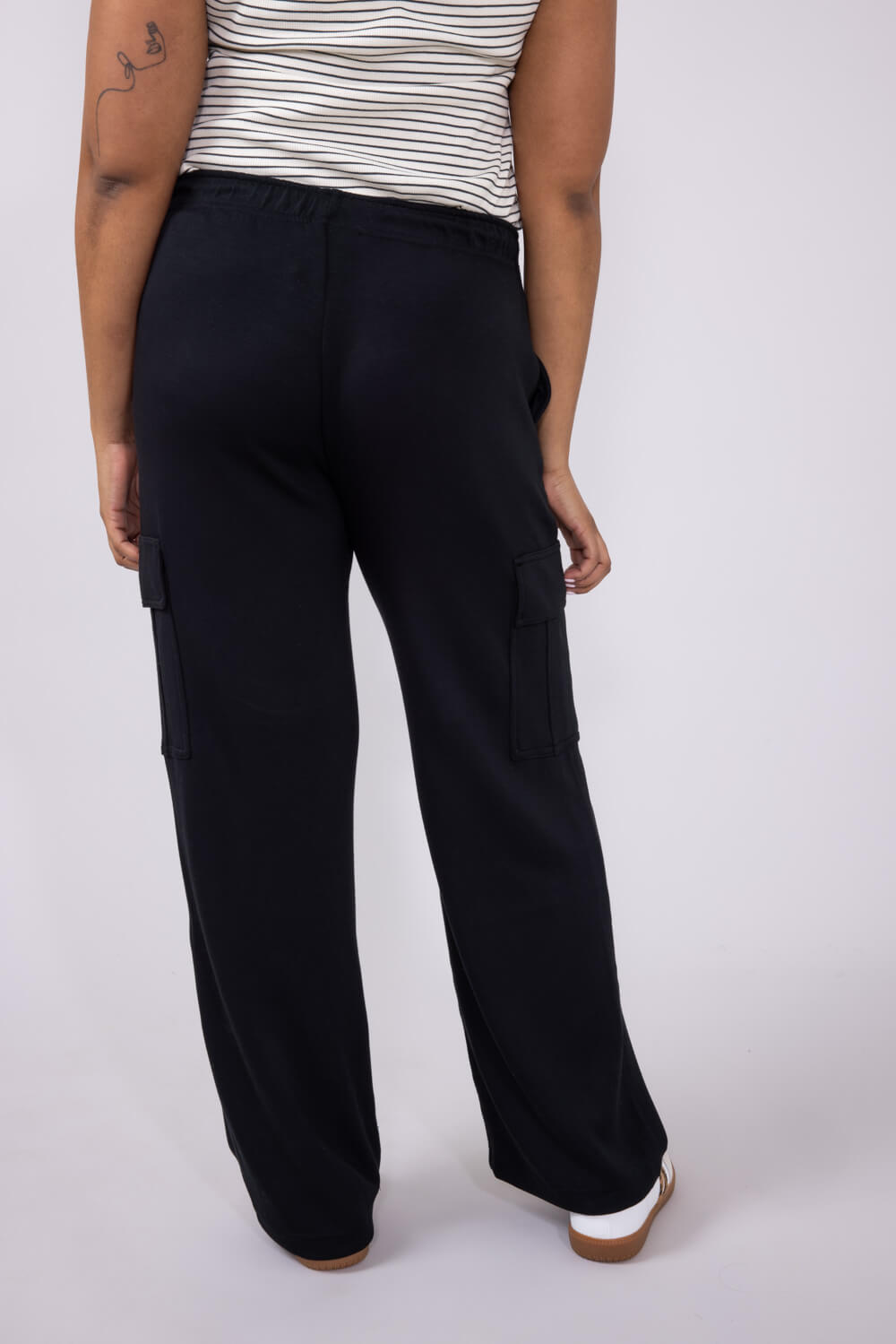Love Tree Cargo Scuba Knit Lounge Pants for Women in Black