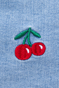 Love Tree Cherry Embroidered Denim Shorts for Women