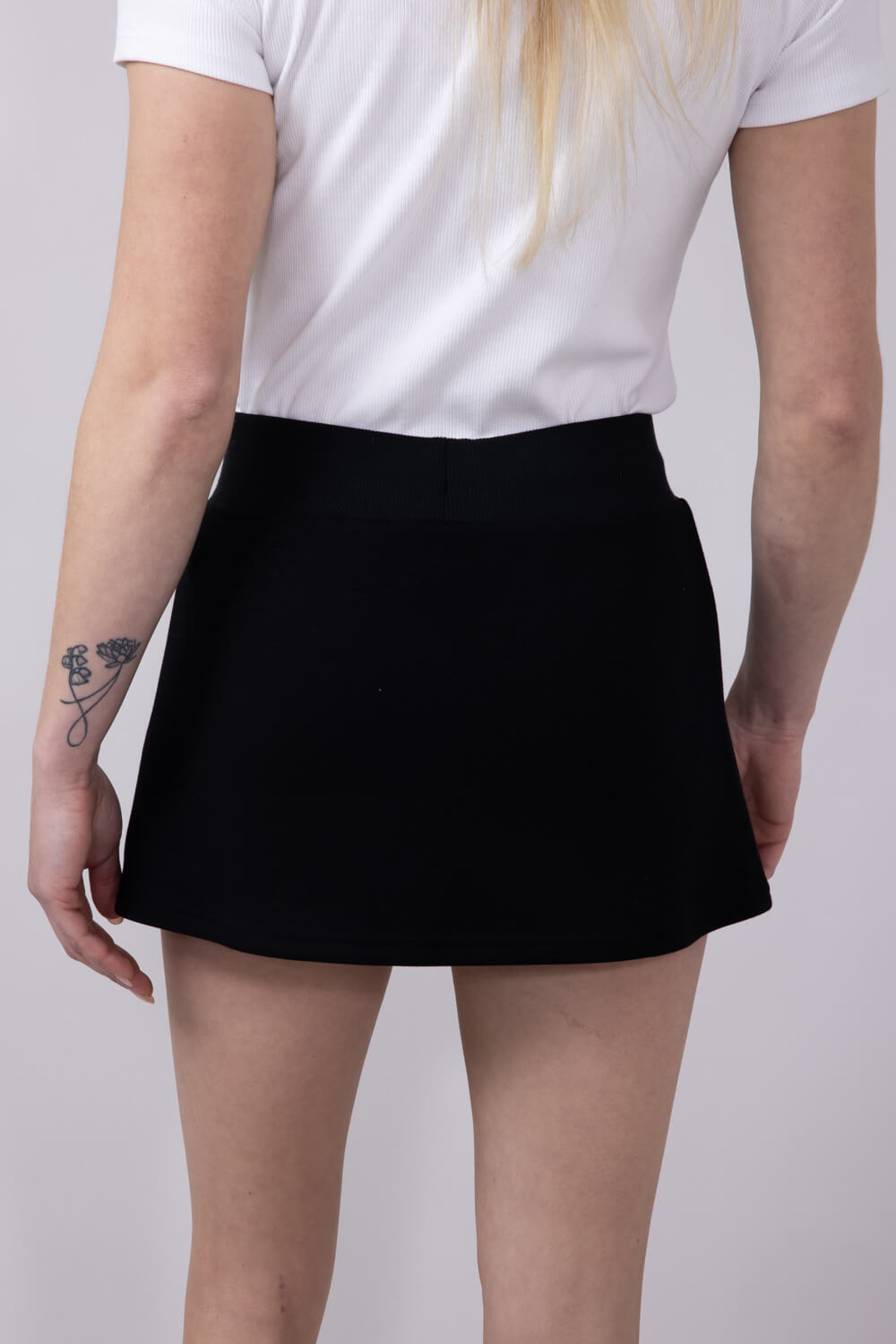 Love Tree Drawstring Scuba Lounge Mini Skort for Women in Black